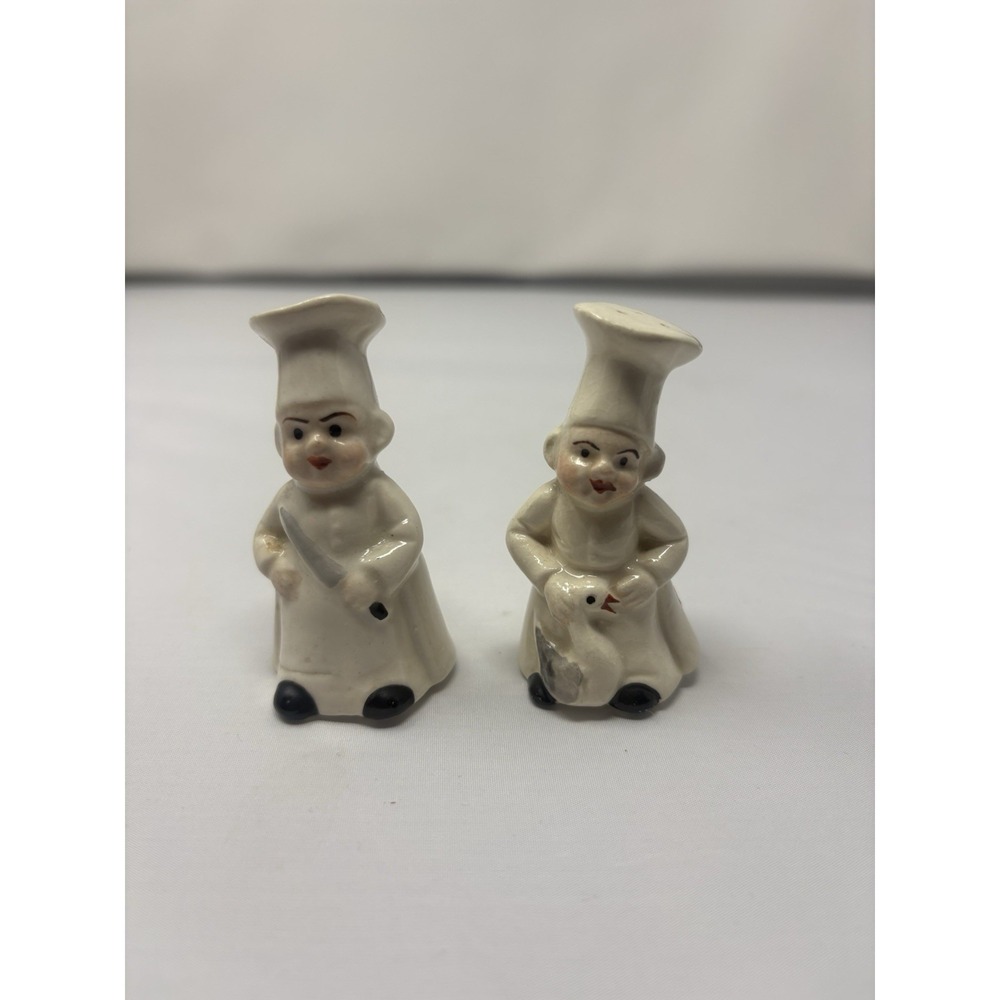 Vintage Dutch Chef Goose Cooking Knife Salt & Pepper Shakers 1950's Japan MCM